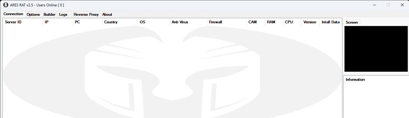 ARES RAT v25   Users Online  0  08062024 12 04 19