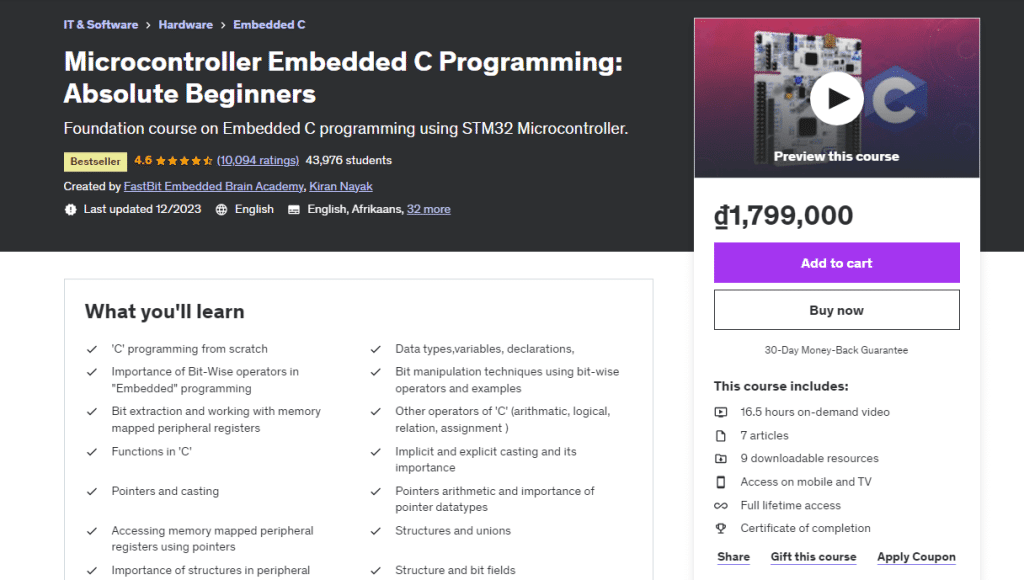 Microcontroller Embedded C Programming Absolute Beginners