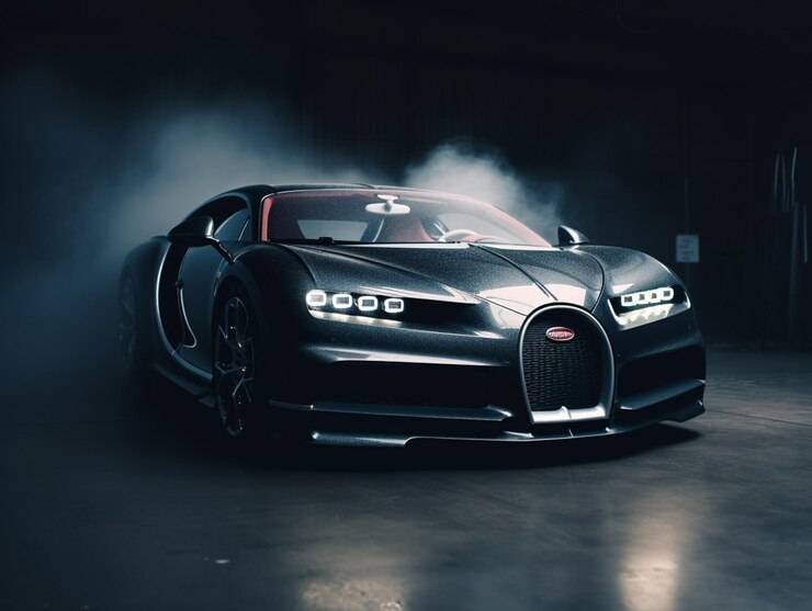 Close up bugatti car dark room generative ai 974539 38622