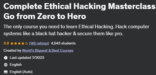 Complete Ethical Hacking Masterclass  Go from Zero to Herod