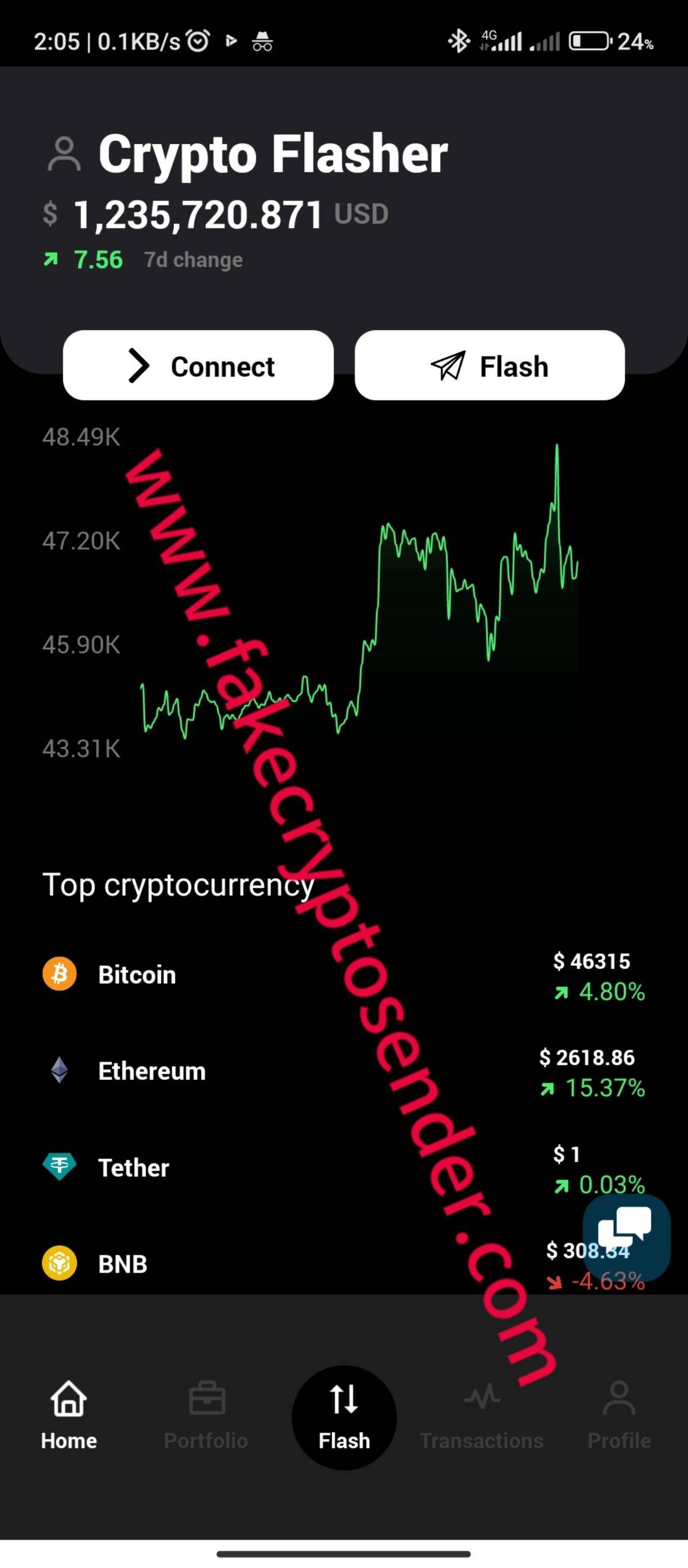 Dashboard of fake crypto sender scaled