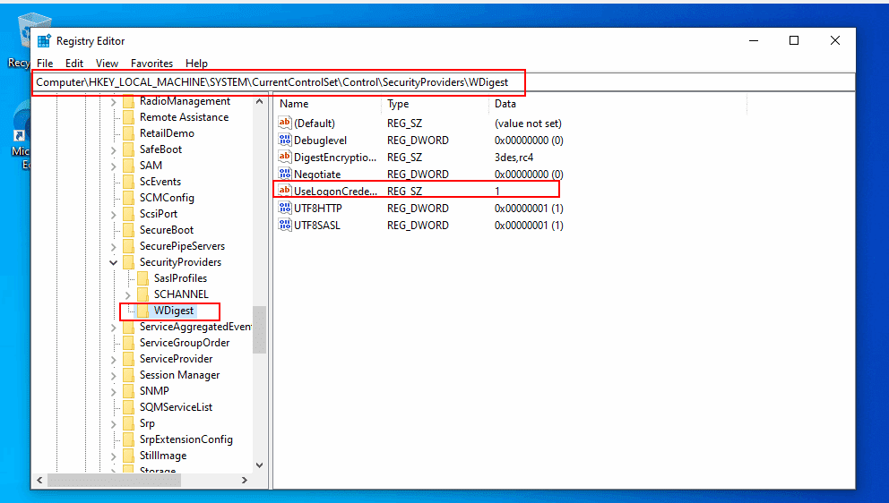 On victim machine: Attached registry image.