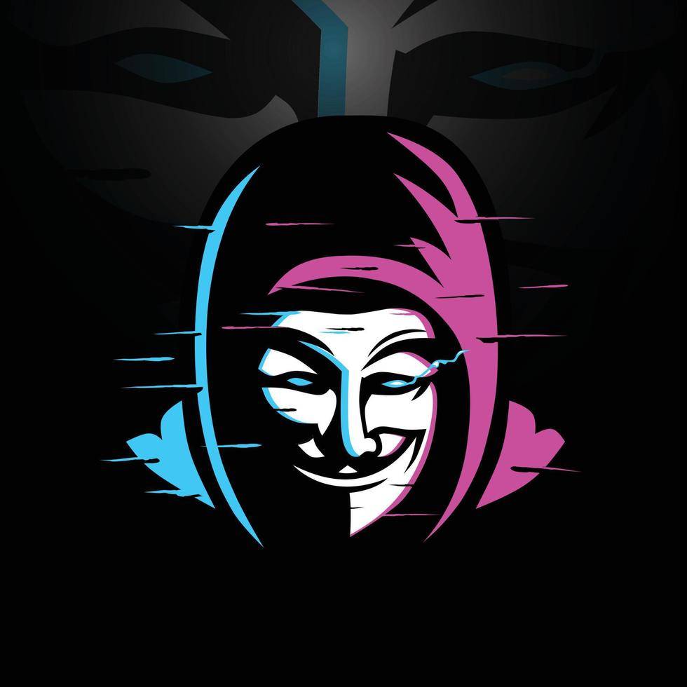 Hacker mascot for sports and esports logo anonymous e sports gaming hacker face musk logo hood