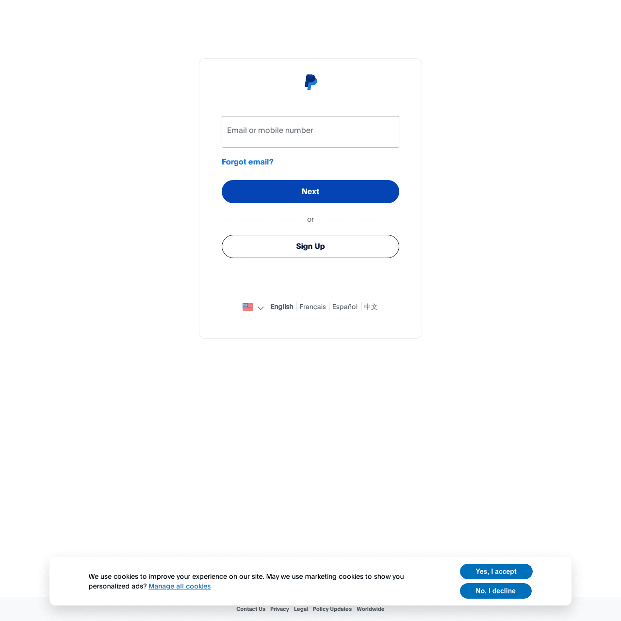 Log in to your PayPal account