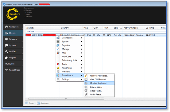 Nanocore control panel