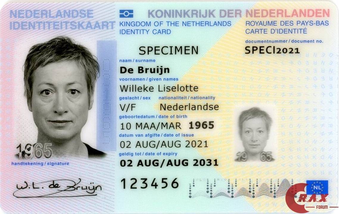 Nederlandse identiteitskaart 2021 II Voorkant