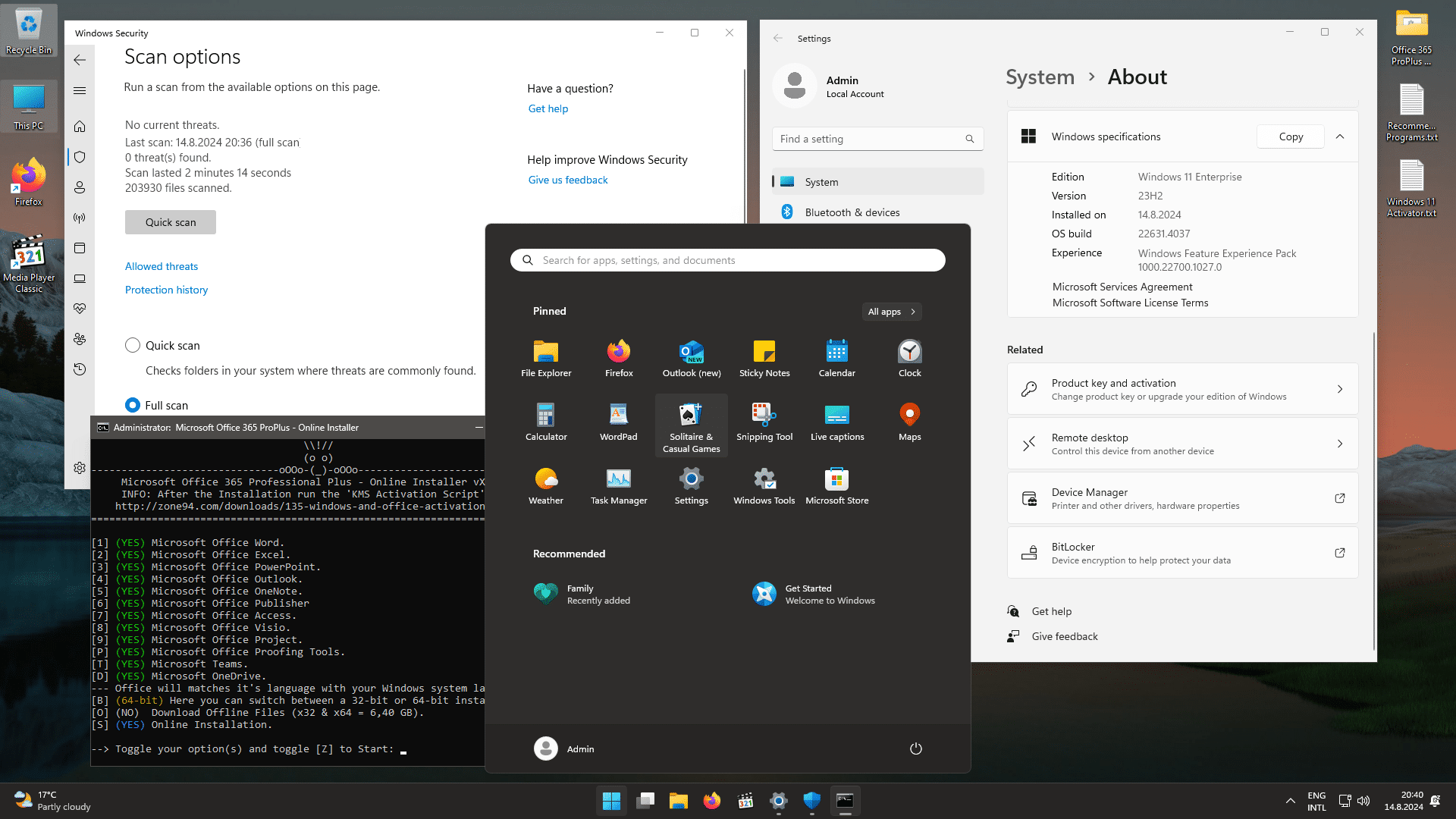 Windows 11 Integral Edition   Screenshot Desktop and Malware Scan