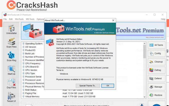 Wintoolsnet screen