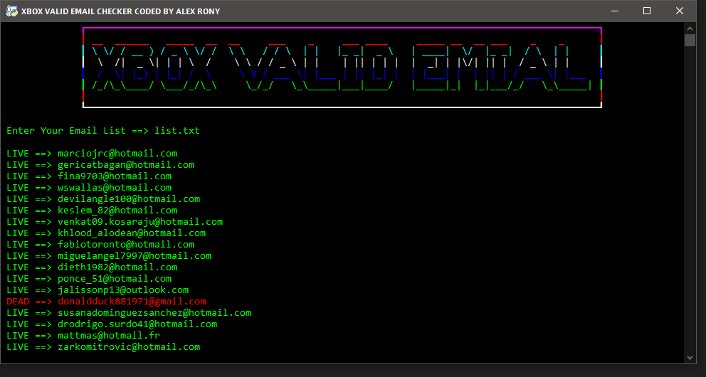 Xbox Valid Email Checker