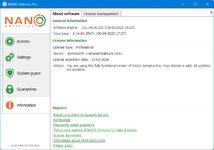NANO Antivirus Pro License information