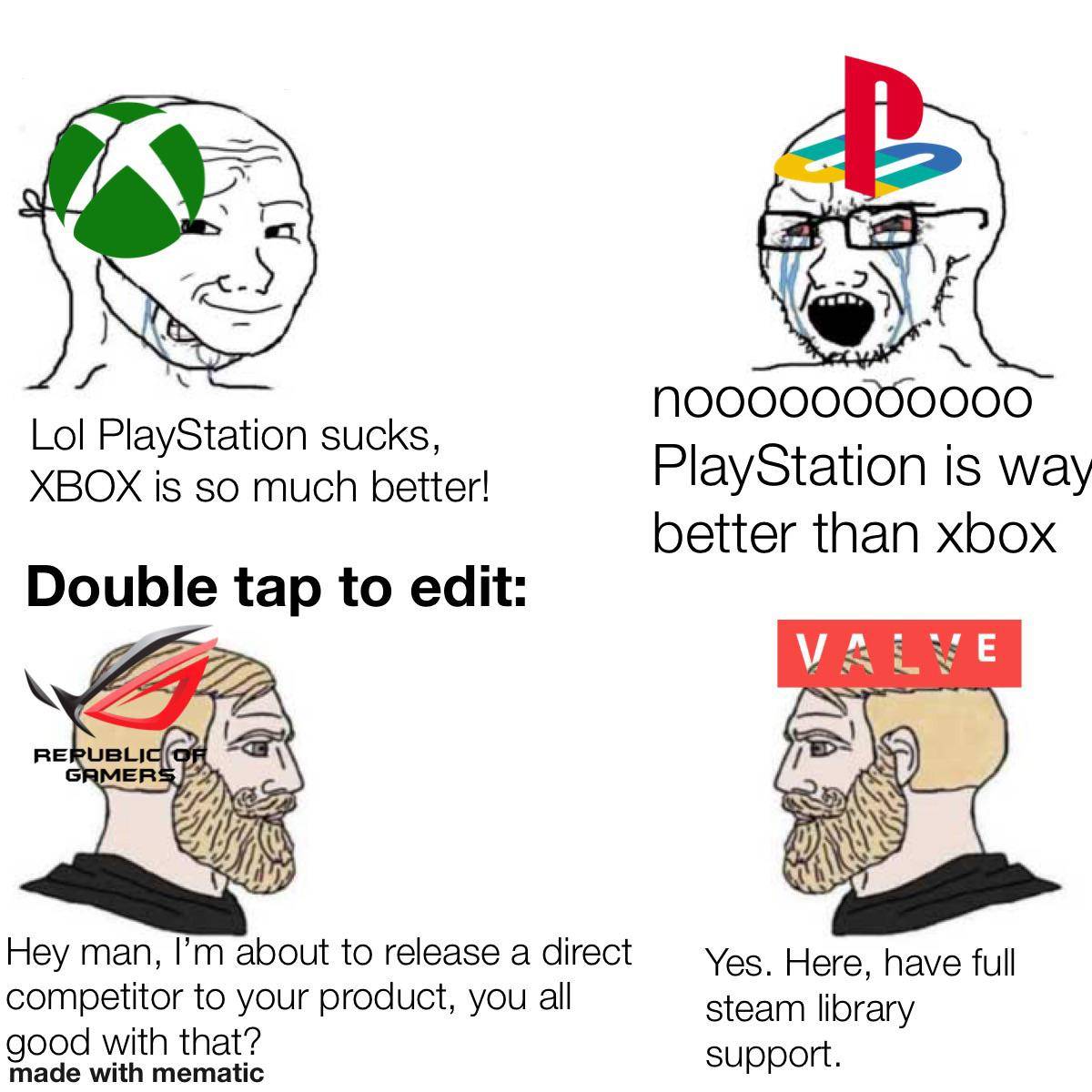 Virgin console Stans VS Chad handheld enjoyers